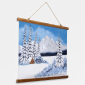 Snowy Mountains Wood Topped wandtapijten Hangend Wandkleed (Gebogen)