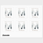 Snowy Mountains Woodland Animals Holiday Monogram Vierkante Sticker (Vel)