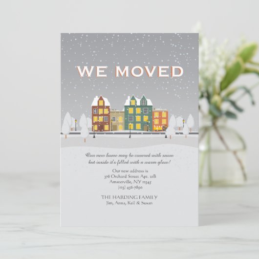 Snowy Moving-aankondiging Aankondiging (Staand voorkant)