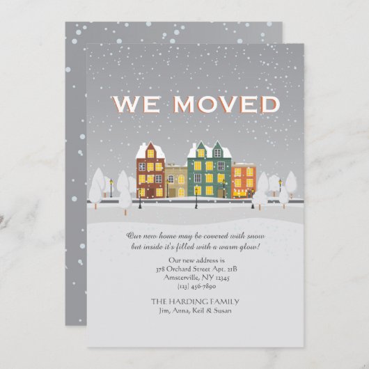 Snowy Moving-aankondiging Aankondiging (Voorkant / Achterkant)