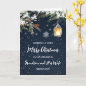 Snowy nacht kleinzoon en zijn vrouw kerst kaart (Gele Bloem)