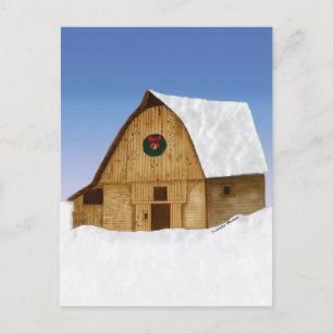 Snowy New England Barn in Winter Briefkaart