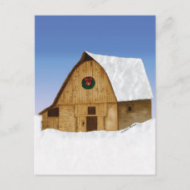 Snowy New England Barn in Winter Briefkaart
