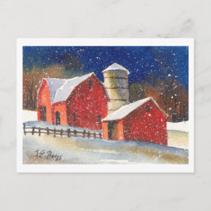 Snowy New England Barns Briefkaart