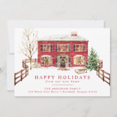 Snowy New Home voor de Vakantie Holiday Moving Aankondiging (Voorkant)