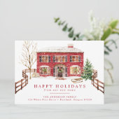 Snowy New Home voor de Vakantie Holiday Moving Aankondiging (Staand voorkant)