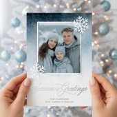 Snowy Night Blue Folie Seizoenen Groeten Folie Feestdagenkaart