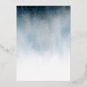 Snowy Night Blue Folie Vrolijk Kerstfeest Folie Feestdagenkaart (Achterkant)