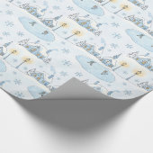 Snowy Night Christmas Town Cadeaupapier (Hoek)