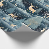 Snowy Night Deer Field Cadeaupapier (Hoek)