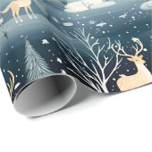 Snowy Night Deer Field Cadeaupapier (Rol Hoek)