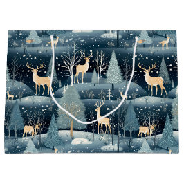 Snowy Night Deer Field Groot Cadeauzakje