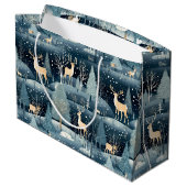 Snowy Night Deer Field Groot Cadeauzakje (Achterkant Gekanteld)