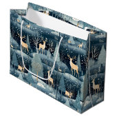 Snowy Night Deer Field Groot Cadeauzakje (Voorkant Gekanteld)