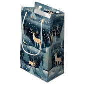 Snowy Night Deer Field Klein Cadeauzakje (Achterkant Gekanteld)