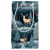 Snowy Night Deer Field Klein Cadeauzakje (Voorkant)