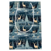 Snowy Night Deer Field Medium Cadeauzakje (Voorkant)
