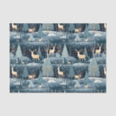 Snowy Night Deer Field Tissuepapier (Voorkant)
