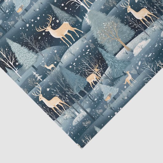 Snowy Night Deer Field Tissuepapier (Detail)