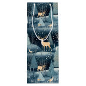 Snowy Night Deer Field Wijn Cadeautas (Achterkant)