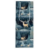 Snowy Night Deer Field Wijn Cadeautas (Voorkant)