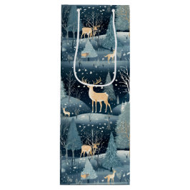Snowy Night Deer Field Wijn Cadeautas