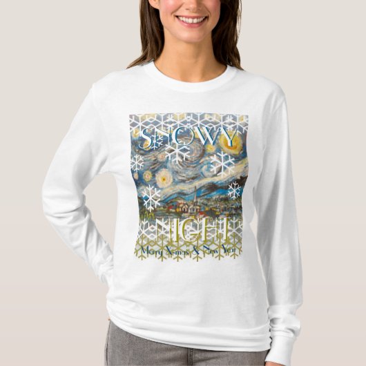 Snowy Night Fine Art Ugly Kerstmis Pattern T-shirt (Voorkant)