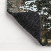 Snowy Night Forest Scene Mousepad Muismat (Hoek)