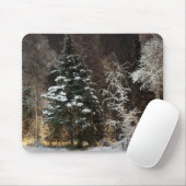 Snowy Night Forest Scene Mousepad Muismat (Met muis)