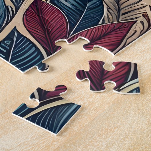 Snowy Night Moose Forest Mountains Boho Pattern Legpuzzel (Zijkant)