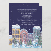 Snowy Night Moving Announement Feestdagenkaart (Voorkant / Achterkant)