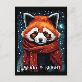 Snowy Night Red Panda Christmas-Briefkaart Briefkaart