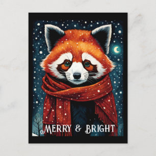 Snowy Night Red Panda Christmas-Briefkaart Briefkaart