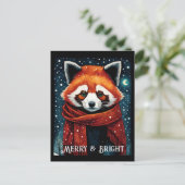 Snowy Night Red Panda Christmas-Briefkaart Briefkaart (Staand voorkant)