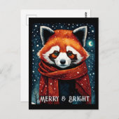 Snowy Night Red Panda Christmas-Briefkaart Briefkaart (Voorkant / Achterkant)