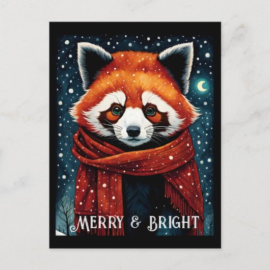 Snowy Night Red Panda Christmas-Briefkaart Briefkaart (Voorkant)