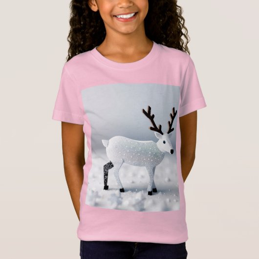 Snowy Night Scene Comes Alive with Deer T-shirt (Voorkant)