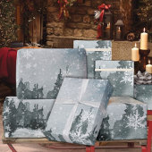 Snowy Night Sky Winter Woodland Snowflakes Cadeaupapier