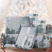 Snowy Night Sky Winter Woodland Snowflakes Cadeaupapier