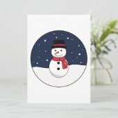 Snowy Night Snowman Kerstmis Feestdagenkaart (Staand voorkant)