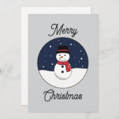 Snowy Night Snowman Vrolijk Kerstfeest Feestdagenkaart (Voorkant / Achterkant)