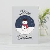 Snowy Night Snowman Vrolijk Kerstfeest Feestdagenkaart (Staand voorkant)
