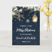 Snowy Night Vriend en Zijn Vrouw Kerstmis Kaart (Gele Bloem)