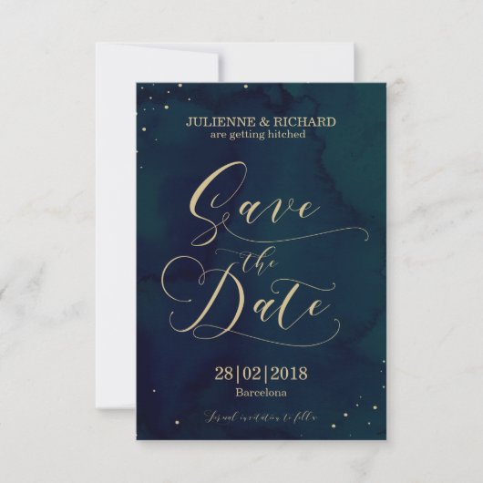 Snowy Night Winter Wedding Confetti Save the Date Kaart (Voorkant)