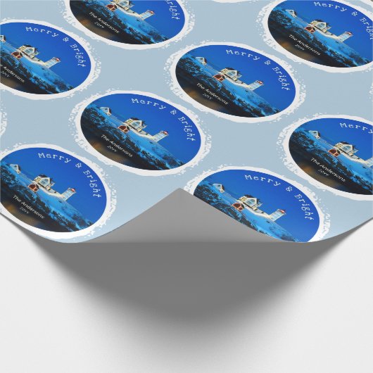 Snowy Nubble Lighthouse kerst Cadeaupapier (Hoek)