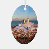 Snowy Nubble Lighthouse Metalen Ornament (Voorkant Rechts)