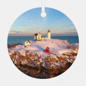 Snowy Nubble Lighthouse Metalen Ornament (Achterkant)