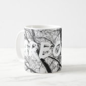 Snowy Oak Tree silhouette mono Koffiemok (Voorkant links)