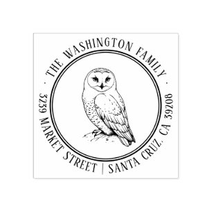 Snowy Owl-adresstempel Rubberstempel