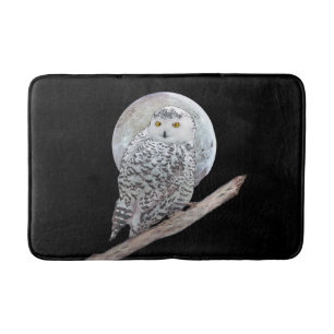 Snowy Owl and Moon Painting - Original Bird Art Badmat